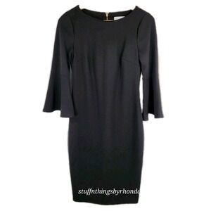 Calvin Klein Women's Black Bell Sleeve Dress‎ Size 4 Classic Elegance MRP $99.00